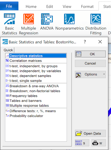 Statistica Basic Statistics